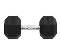 Haltère 20 kg en fonte avec revêtement caoutchouc, manche moleté confortable, forme hexagonale anti-roulement pour musculation, fitness, entraînement force à domicile ou salle de sport