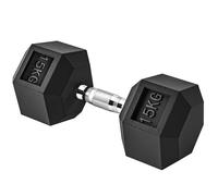 HOMCOM Haltère courte poids 15 Kg - entraînement musculaire & haltérophilie - acier caoutchouc noir