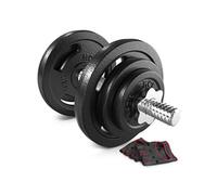 Haltère de musculation en fonte 1x20kg Hop-Sport avec barre courte et disques en fonte
