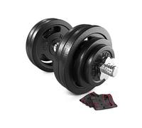 Hop-Sport Haltère de musculation de 30 kg avec une barre d'haltères courte de 40 cm et des disques en fonte (1x30 kg) Noir / Rouge G