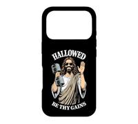 Haltère Hallowed Be Thy Gains Jesus Gym Haltère Masse Coque pour iPhone 17 Pro