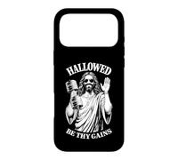 Haltère Hallowed Be Thy Gains Jesus Gym Haltère Masse Coque pour iPhone 17 Pro Max
