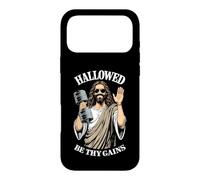 Haltère Hallowed Be Thy Gains Jesus Gym Haltère Masse Coque pour iPhone 17 Pro Max