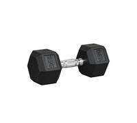 HOMCOM Haltère courte poids 12,5 Kg - Haltère hexagonale entraînement musculaire & haltérophilie - métal caoutchouc noir