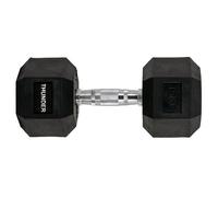 Haltère Hexagonal THUNDER® 15 kg | Acier | Revêtement Caoutchouc | Antidérapant | Individuel | Noir | Usage Domestique