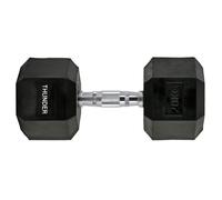 Haltère Hexagonal THUNDER® 20 kg | Acier | Revêtement Caoutchouc | Antidérapant | Individuel | Noir | Usage Domestique