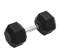 Haltère hexagonale de 22,5 kg avec revêtement en caoutchouc, en fonte, poignée moletée pour la stabilité, design anti-roulement, multifonction pour poitrine, biceps, bras, triceps