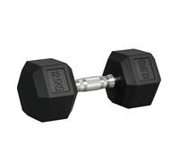 Haltère - HOMCOM - hexagonal - 12,5 kg - en fonte caoutchouté - pour maison bureau gym à domicile - noir