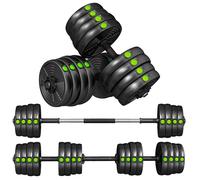 SPORTNOW Haltères 2 en 1 réglables, haltères libres avec poignées antidérapantes, 30 KG - Barres incluses - entraînement Musculaire & haltérophilie noir et vert