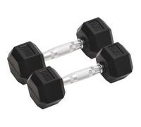 vidaXL Haltères 2 pcs 10 kg Total Fonte, ensemble d'haltères, haltère hexagonal, plaque de poids, barre de poids 93601