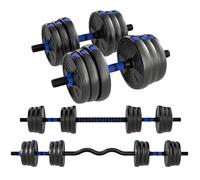 Haltères ajustables - SPORTNOW - ensemble avec poignée antidérapante - pour musculation - métal - 25 kg - bleu