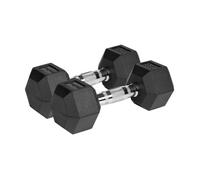 Haltères caoutchoutées - REBEL ACTIVE - RBA-2325 - 2 x 6 kg - Caoutchouc - Noir