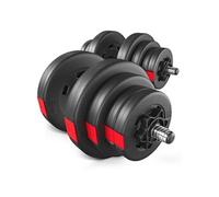 HOP-Sport® Kit d'Haltère de Musculation bitumineux de 40 kg avec Une Barre d'haltères Courte de 52 cm et des disques en Plastique, 2 x 20 kg