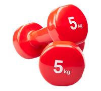 MATCHU - Haltères - Haltères en Vinyle - Lot de 2 Pièces - Disponibles en 0,5/1 / 1,5/2 / 3/4 et 5 KG - Vinyle avec Noyau en Fer Massif - Rouge (Rouge - 5 KG)