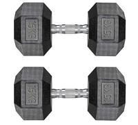 haltères hexagonaux en fonte avec revêtement en caoutchouc de 30 kg (2 x 15 kg - Noir)