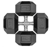 haltères hexagonaux en fonte avec revêtement en caoutchouc de 30 kg (2 x 25 kg - Noir)