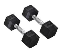 Haltères hexagonaux lot de 2 - 2 x 4 kg - métal noir - poignée moletée - anti-roulement