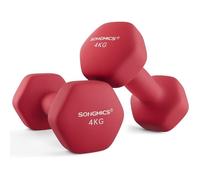 Haltères Hexagonaux - SONGMICS - 2 x 4 kg - Rouge - Pour Salle de Sport et Domicile