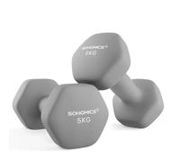 Lot De 2 Haltères, 2 X 5 Kg, Haltères Hexagonaux Avec Surface En Vinyle, Pour Exercice, Entraînement, Gris