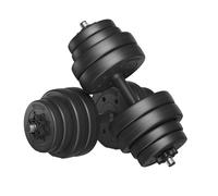 SONGMICS Kit Haltères Musculation 2-en-1, 2 x 15 kg, Poids Réglable, Revêtement en Plastique, Fitnesse, Musculation, à la Maison, avec Barre d’Extension Supplémentaire en Acier, Noir d'Encre SYL30HBK