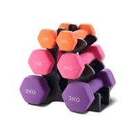 Haltères Néoprène 1kg 2kg 3kg avec Support - Set de 6 Haltères Musculation , Fitness à Domicile, Entraînement Bras Épaules