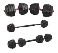 Haltères Réglables 2 x 20 kg, Kit Musculation Maison avec Barre de Musculation, Noir