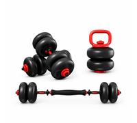 Haltères Réglables 20 kg 25 kg Ensemble d'haltères 4 en 1, Kettlebell, Haltère Barre, Support de Pompes, Disque pour Home Gym Fitness
