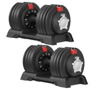 Haltères Réglables de Poids 3-24 kg, Lot de 2, Rangement Pratique, Musculation à Domicile, Rouge et Noir