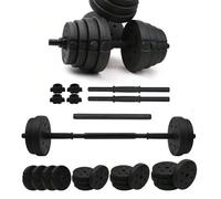 Haltères réglables, deux en un, 20 kg, y compris les haltères et la barre d'extension renforcée, écrous antidérapants, acier, équipement de fitness à domicile POLYVALENCE ET VARIETÉ D'ENTRAÎNEMENT : L