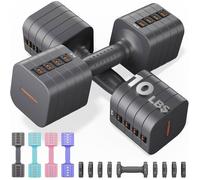 Haltères réglables - FED FITNESS - 5-en-1 - 2x4,5kg - ajust. 1s - double stable - mixte - maison/ext. gris