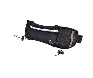 HALTERREGO CEINTURE de running avec une poche d'avant de la taille 17*11cm, Matière ANTIPLUIE, équipé d'une bande REFLECHISSANT, NOIRE
