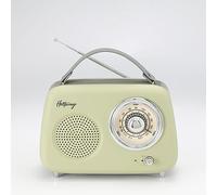 Halterrego Enceinte radio rétro RMS 5W Bluetooth FM USB Aux Batterie rechargeable Vert olive