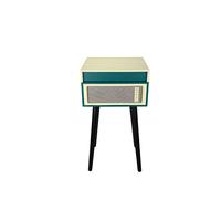 Halterrego Platine Vinyle avec 4 Pieds en Bois Amovibles et HP intégrés, RMS 2 * 5W, RCA Out, Aux in et Prise Casque,BT in/Out, lec et enrg USB, Bleu Canard