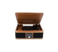 Halterrego Platine Vinyle Boston AV Haut-parleurs intégrés, 3 Vitesses, Bluetooth Entrée/Sortie, RCA Out, Aux in, USB, Adaptateur Inclus, Bois