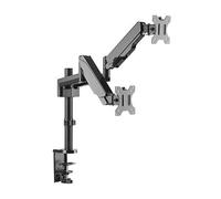 HALTERUNGSPROFI Support de bureau double 2 compartiments avec ressort à gaz pour écrans LED et LCD jusqu'à 32" VESA 75 x 75 100 x 100 OFFICE-GS424 (2 moniteurs)