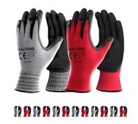Haltons Lot de 12 gants de travail en latex et polyester - Gants de jardinage durables pour femme, gants de sécurité antidérapants, parfaits pour le travail en plein air, l'entretien de la pelouse et