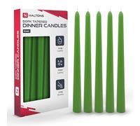 Haltons Lot de 50 bougies coniques - Long bougeoirs non parfumés, durée de combustion de 7 heures - Bougies coniques blanches, vertes, ivoires ou rouges à combustion propre - Design élégant pour