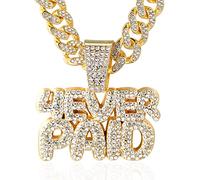 HALUKAKAH ● 4EVER PAID ● Chaîne Or pour Homme Plaqué Or Réal 18k Iced Out Collier Pendentif,Plein Cz Lab Diamants Ensemble de Griffes,14mm Chaîne à Maillons Cubaine 45cm,Coffret Gratuit
