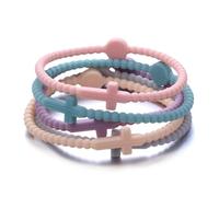 Halukakah 5 Bracelets Croix de Jésus pour Filles, Ados - Partagez La Foi ! | Lien Familial, Cadeaux Catholiques, Bracelets d'Équipe | Silicone Écolo, Conception USA | Le Rêve de l'Ange |Taille XS 16cm