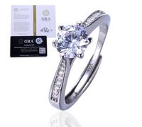 HALUKAKAH Bague en Argent Sterling pour Femme avec Pierre de Moissanite d'1 carat et Certificat,Bijou Élégant pour Fiançailles,Célébrations et Anniversaires,Taille Ajustable - Grâce Royale