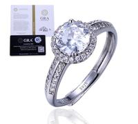 HALUKAKAH Bague en Argent Sterling pour Femme avec Pierre de Moissanite d'1 carat et Certificat,Bijou Élégant pour Fiançailles,Célébrations et Anniversaires,Taille Ajustable - Jardin Secret de Ange