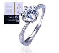 Halukakah Bague en Argent Sterling pour Femme avec Pierre de Moissanite d'1 carat et Certificat,Bijou Élégant pour Fiançailles,Célébrations,Anniversaires,Ajustable - Battement de Coeur Flocon de Neige