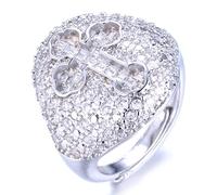 HALUKAKAH Bague en Or et Diamant Iced Out, Homme en Plaqué Or Blanc Platine au Motif de Croix Bague Taille Réglable avec Le Boîte-Cadeau Gratuit