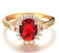 HALUKAKAH Bague en Or Homme Iced Out avec Forme Ovale Rubis,Homme Véritable Plaqué Or 18 Carats CZ Lab Diamant Set Bague Taille Réglable avec Coffret Cadeau Gratuit