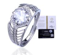 HALUKAKAH Bague Moissanite Homme en Argent Sterling 925 avec Diamant 2 Carats et Certificat,Bijou de Luxe 2,0 ct pour Fiançailles,Taille Ajustable,Mélodie Marine,Cadeau Intemporel pour Mari,Petit Ami