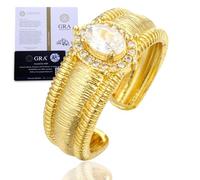 HALUKAKAH Bague pour Femme Moissanite D1,0 ct en Argent 925 Plaqué Or 18k avec Certificat,Sertie Griffes Diamant de Laboratoire en Ovale Vintage,pour Fiançaille,Mariage,Anniversaire,Taille Ajustable