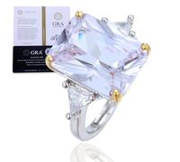 Halukakah Bague pour Femme Moissanite D10,0ct Argent 925 Plaqué Platine avec Certificat,Sertie Griffes Diamant de Laboratoire en Princesse Vintage,pour Fiançaille,Mariage,Anniversaire,Taille Ajustable