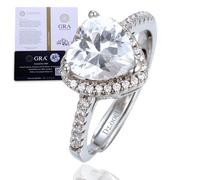 HALUKAKAH Bague pour Femme Moissanite D2,0 ct en Argent 925 Plaqué Platine avec Certificat,Sertie Griffes Diamant de Laboratoire en Forme de Cœur,pour Fiançaille,Mariage,Anniversaire,Taille Ajustable