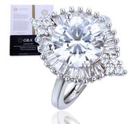 HALUKAKAH Bague pour Femme Moissanite D3,0 ct en Argent 925 Plaqué Platine avec Certificat,Sertie Griffes Diamant de Laboratoire en Ronde Éthéré,pour Fiançaille,Mariage,Anniversaire,Taille Ajustable