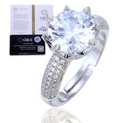 HALUKAKAH Bague pour Femme Moissanite D5,0 ct en Argent 925 Plaqué Platine avec Certificat,Sertie Griffes Diamant de Laboratoire en Ronde Éthéré,pour Fiançaille,Mariage,Anniversaire,Taille Ajustable